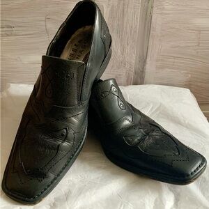 Lounge by Mark Nason Black Leather Slip-On Loafers